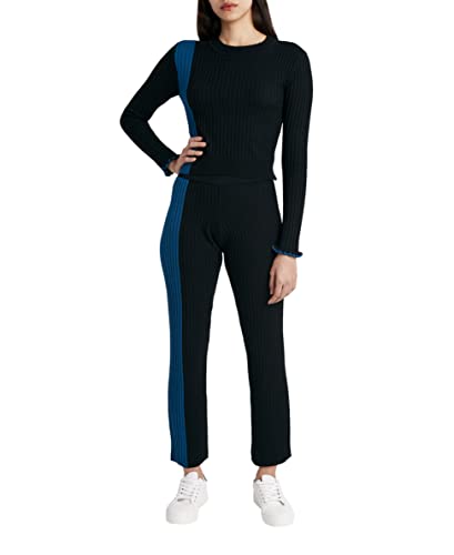 Bcbgeneration Women's Fitted Long Sleeve Sweater, Blue/Black, Xx-Small #TOP3