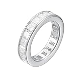 Tolldek Anillos de boda Au 375/585/750, oro blanco, para parejas, con moissanita, talla 47 – 65, Oro blanco 375 de 9 quilates, Moissanita