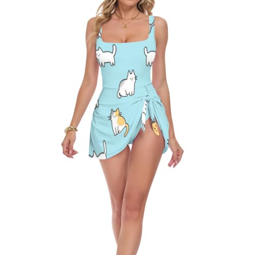 Maillot de bain chat bleu pour femme une pièce parfait pour l'été