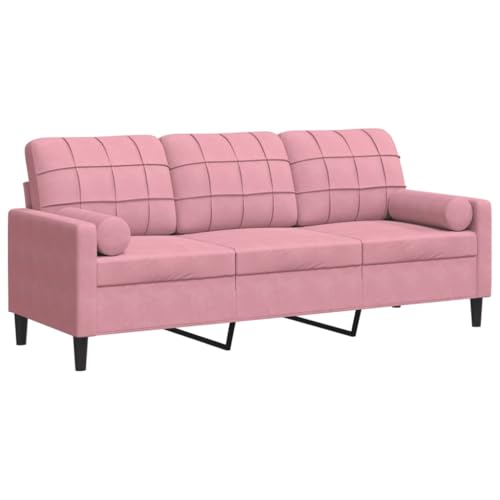 Emmtore Sofa 3-Sitzer, Couch mit Zierkissen Armlehnen Metallgestell, Polstersofa für Wohnzimmer, Loungesofa Sitzmöbel Modern Samt Rosa,180 cm – Bild 4
