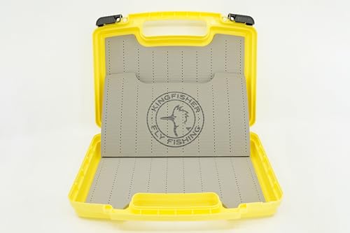 Kingfisher Large Streamer Fly Fishing Boat Box 2.0 (14" x 11" X 3.35") Yellow