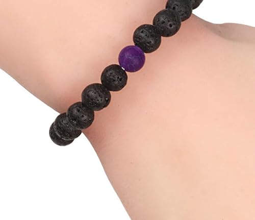 Bracelet perles 8mm améthyste extensible confortable qui ne serre pas