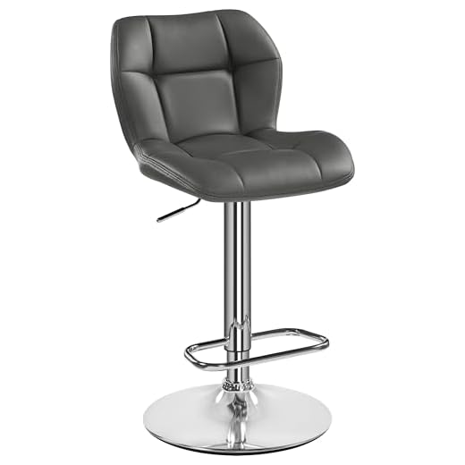 Yaheetech Barhocker Höhenverstellbar Barstuhl 360°Drehstuhl Küchenstühle mit Rückenlehne und Fußstütze, Barstuhl PU-Kunstleder Sitzhöhe 62 cm - 84,5 cm für die Küche/Esszimmer/Bar,Grau