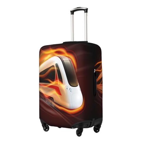 Speed Train Fire Black Luggage Cover for Suitcase, Suitcase Cover Protector Fit 18-21 Inch Luggage Travel Accessories, S2