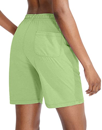 G Gradual Women's Bermuda Shorts Jersey Shorts With Deep Pockets 7" Long Shorts For Women Lounge Walking Athletic (Light Green, 3X-Large) #TOP3