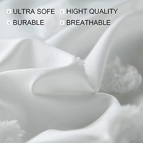 Lmonmoo White Tufted Dot Duvet Cover Queen Size,3 Pieces Boho Ultra Soft Jacquard Embroidery Shabby Chic Duvet Covers,Washed Microfiber Bedding Comforter Cover Set,All Season(Solid White, Queen) #TOP5
