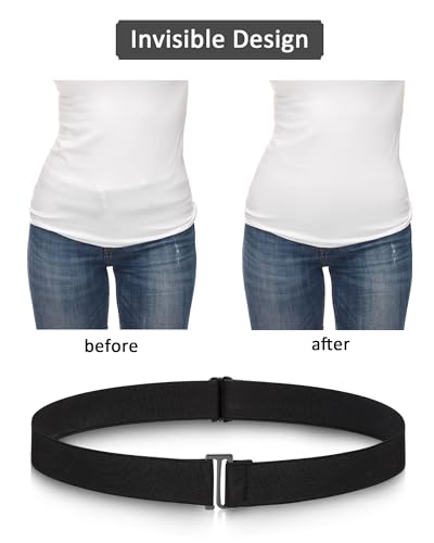 Image of SATINIOR 2 /3 /4 Pack Women Elastic Stretch Belt Invisible Sweater Shirt Tuck Band with Flat Buckle for Jeans Pants