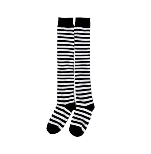 Image of Bestjybt Women Thigh High Socks Cotton Warm Striped Over Knee High Socks | Well-made, Not Sheer, Thick, Leg Warmers, Long Knee High Boot Socks, Comfortable, Thigh-friendly, Stay up, Fit Well