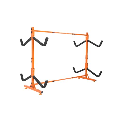 VEVOR Freestanding Kayak Storage Rack, Kayak Stand for 4 Kayak Canoe Paddleboard, Heavy-duty Steel Kayak Hanger Holder with Padded Arms and Adjustable Width, 220LBS Max Load, for Indoor Outdoor Garage by VEVOR - Image 9