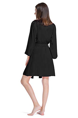 Fishers Finery Women's 100% Pure Mulberry Silk Robe (Black, L) #TOP3
