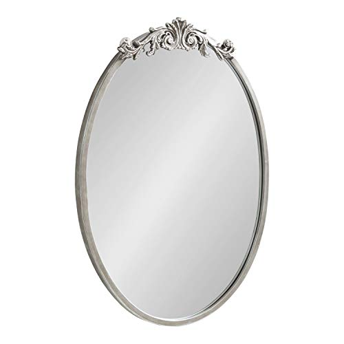 Kate and Laurel Arendahl Ornate Glam Oval Wall Mirror, 18 x 24, Antique Silver, Beautiful Bohemian Mirror for Wall by Kate and Laurel - Used condition - US$53.10