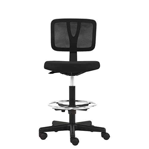 Amazon Basics Mid-Back Mesh Office Drafting Chair Stool With Adjustable Footrest, Black #TOP3