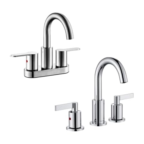 TimeArrow Chrome 8 inch Widespread Bathroom Sink Faucet, 4 Inch Two Handle Centerset Bathroom Faucet for Sink 3 Holes with Pop up Drain, TAF830C067E-CP Cover