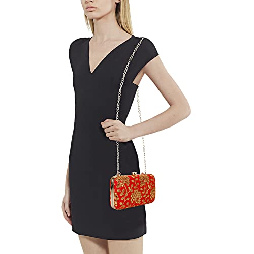 Image of LONGING TO BUY Hand Crafted Designer Box Clutch - Zari Embroidery For Women