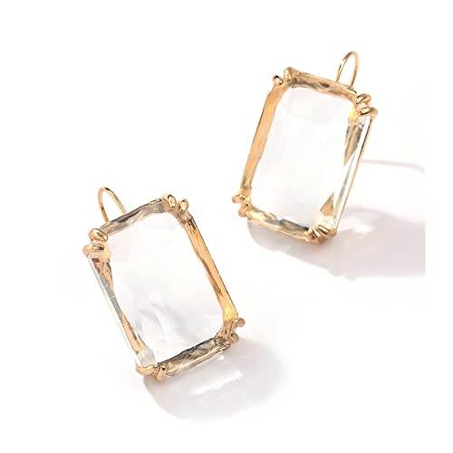 Pendientes colgantes transparentes geométricos de diseño cuadrado para mujer color 04