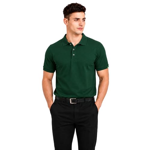 Image of Men's Plain Polo T-Shirt | Cotton Blend Regular Fit Casual Collar T-Shirt