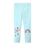 Girls Toddler Leggings Size 5 With Unicorn Rainbow Pattern - Cute Navy Pants With Elastic Waist - Fashion 5t(1289, 5t)