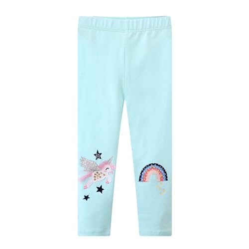 Girls Toddler Leggings Size 5 With Unicorn Rainbow Pattern - Cute Navy Pants With Elastic Waist - Fashion 5t(1289, 5t)
