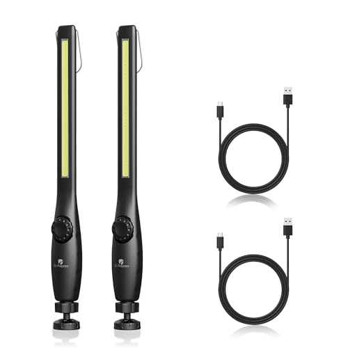 DR.PREPARE LED Work Light, 700 Lumens Rechargeable, Cordless Portable Magnetic COB LED Inspection Light for Car Repair, Home, Garage, Emergency, 2 pack, Black