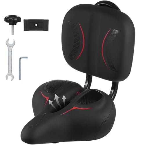 yeesport Oversized Ergonomic Bike Seat with Adjustable Backrest Wide Bicycle Saddle Cushion for Comfort Riding Padded Support Design for Tricycles Cruiser Cycles Exercise and Ebike Use