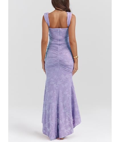 Robe queue de poisson en dentelle premium et design à chevrons - 3