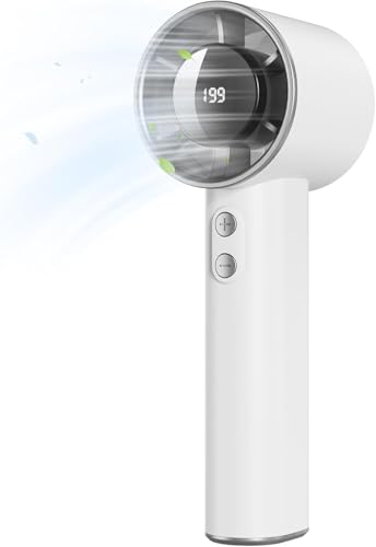 DDHTSAL USB Mini Tragbarer Handventilator - 199 Mehrstufige Drehzahlregelung Digitaler Ventilator mit Lanyard Hoher Luftgeschwindigkeit Leicht Kompakt Für Outdoor Reise Büro und Zuhause