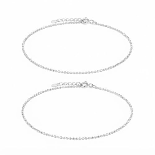 Image of Parnika 925 Pure 92.5 Sterling Silver Anklets Pair for Women & Girls | Hallmarked Silver Payal | Ball Design | Daily Wear | One Pair