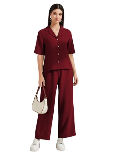 Image of TOPLOT Women's Co-ord Set | Short Sleeve Top & Bottom | Stylish Matching Set | Comfortable Fit Wear | Trendy Look Styling | Easy Movement | Perfect for Casual (5232)