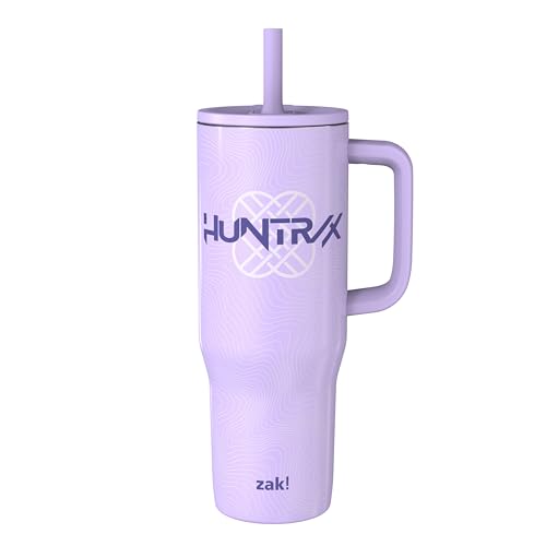 Zak Designs KPop Demon Hunters Sutton Travel Tumbler for On the Go, 30oz Stainless Steel with Vacuum Insulation, Silicone Straw, and Carry Handle for Cold Drinks (Huntrix)