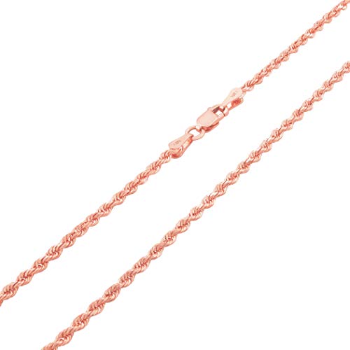 Nuragold 10k Real Rose Gold 2.5mm Rope Chain Diamond Cut Necklace (16"-30") Italian Jewelry for Men & Women2