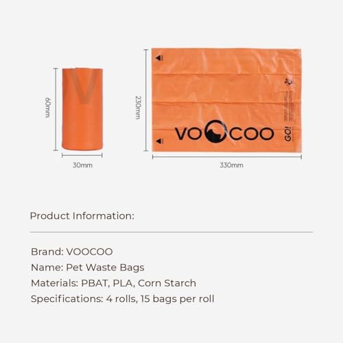 Image of VOOCOO 60 Count Biodegradable Dog Poop Bag LeakProof Pet Waste Bag for Dogs & Cats, Doggie Waste Bag for Poop, Cat Litter Bag, EcoFriendly Potty Bas for Pets