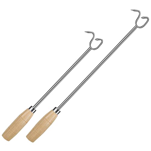 NAMOARLY Practical Roasting Sticks Meat Food Turner Hooks Bbq Food Turner Stainless Steel Meat Flipper