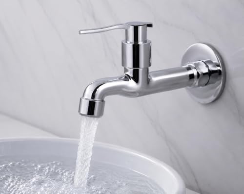 Image of Furiq Bath Spoon Stainless Steel Long Heavy Body Tap for Bathroom & Kitchen Taps with Brass Disk Chrome Finish and Quarter Turn Fitting Wall Flange and Teflon Tape