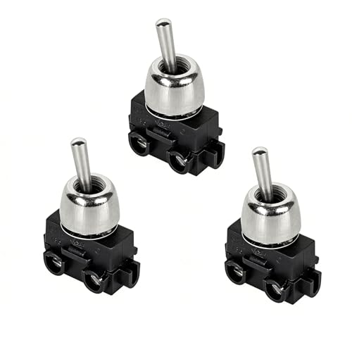 Powice Kippschalter 230V 3 Stück ON OFF Toggle Switch 250V 2A mit Metall Mutter – Schalter 230V Ein/Aus Wippschalter für Lampe, DIY, Elektronik, Geräte