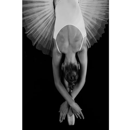 Toile de danseuse classique murale grand format déco chambre élégante triptyque noir et blanc