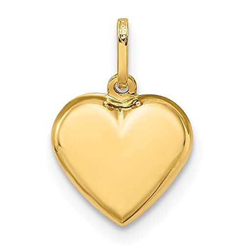 14k Yellow Gold 3 D Heart Pendant Charm Necklace Love Puffed Fine Jewelry For Women Gifts For Her - Thumbnail 4