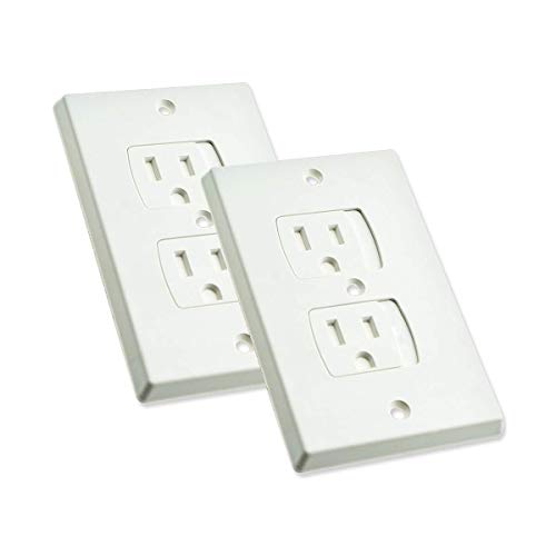 Child Safety Electrical Outlet Covers for Baby Proofing - Best Childproofing Self Closing BPA Free Wall Socket Plate, Better Than Plugs (Set of 6, White)