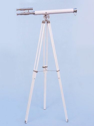 NauticalMart Seaside Floor Standing Chrome with White Leather Griffith Astro Tripod Telescope 39