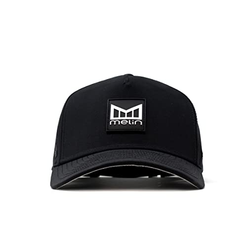 Melin Odyssey Stacked Hydro, Performance Snapback Hat, Water-Resistant Baseball Cap For Men & Women, Black #TOP2
