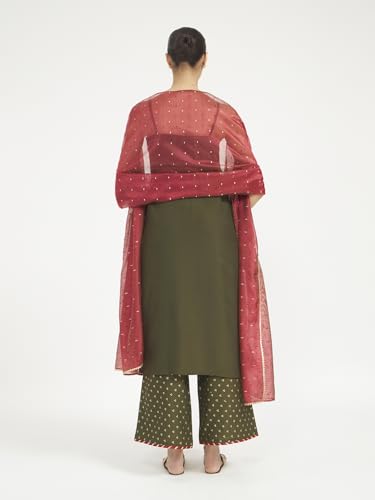 Image of FIORRA Women's Silk Blend Straight Kurta with Palazzo and Dupatta