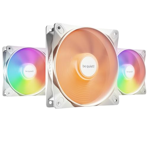be quiet! Light Wings LX 120mm PWM high-speed White ventilateur, Pack de 3 ventilateurs, hub éclairé et pales dépolies, des effets d'éclairage spectaculaires, 16 LED RGB adressables