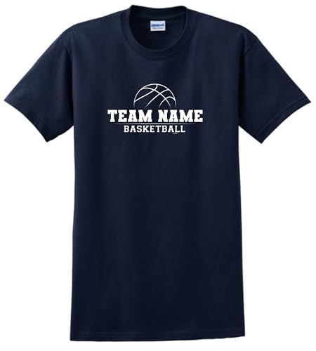 High School Basketball Team Shirts Custom Basketball School Name Short Sleeve T-Shirt 2X-Large Navy