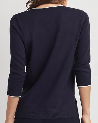 ELLEN TRACY Women's Crew Neck Sweater, Blair Long Sleeve Pullover Crewneck Top3