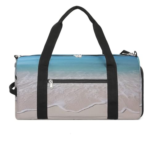 Sac de sport avec compartiments zippés et motif plage sable de mer