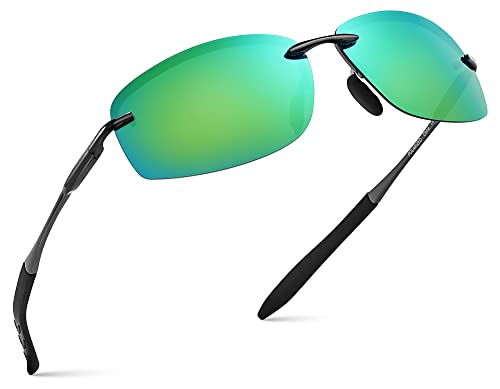 Xagger Polarized Driving Sunglasses for Men Rimless Metal Frame UV400 Protection Sun Glasses