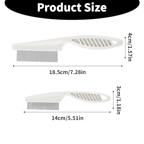 TIESOME Haustierhaarkamm Tränenfleckentfernung, 2 Pack Multifunktionskämme für Haustiere Grooming Kit 2 in 1 Hundekämme Edelstahlkamm Massagekamm Doppelseitiger Kamm(Weiß)