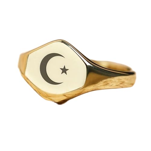 Bague hexagonale symbole islamique en argent hypoallergénique