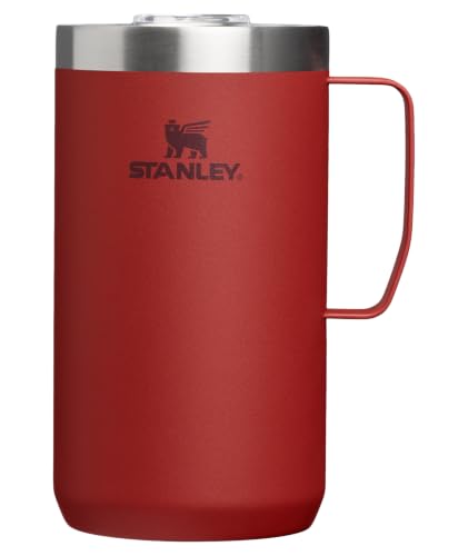 Image of STANLEY Everyday Camp Mug 24 oz | Drink Through Lid | Cup for Coffee, Tea and Drinks | Insulated Stainless Steel Coffee Mug | BPA-Free | Red Brick