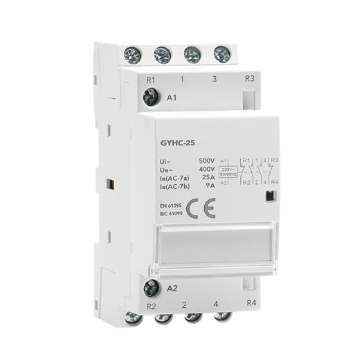 Contacteur automatique CA 230V 4P 25A 2NO2NC modulaire rail DIN pour circuit électrique 50Hz