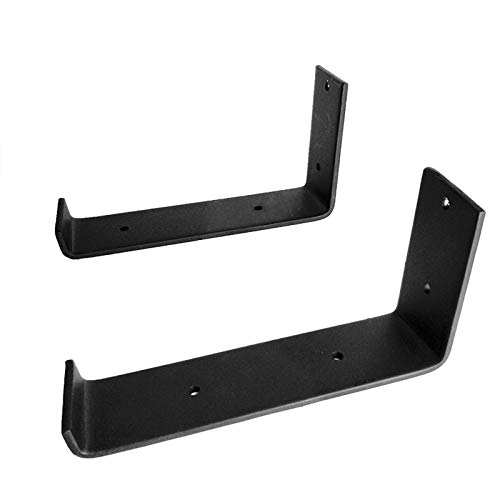Yanty Heavy Duty Shelf Brackets,Concealed Brackets Wall Mounted,Scaffold Board Shelving Industrial Iron/Steel Metal(Pair) Black, Complete Accessories,352cm/14in